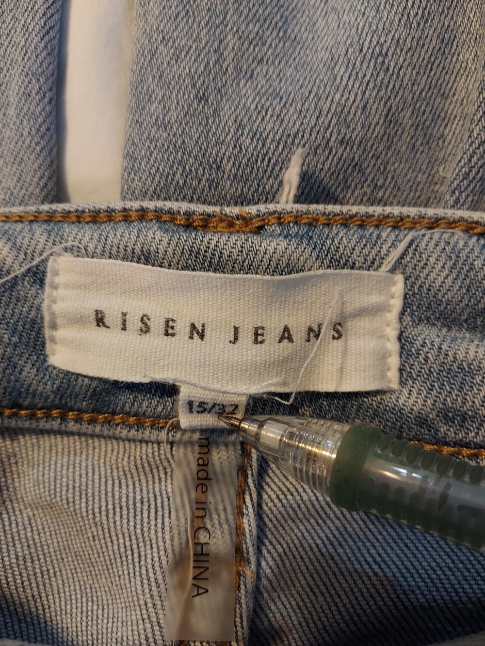 Risen Jeans High Rise Front Seam Wide Leg Blue Denim Pants Light Wash 15 - Picture 3 of 10
